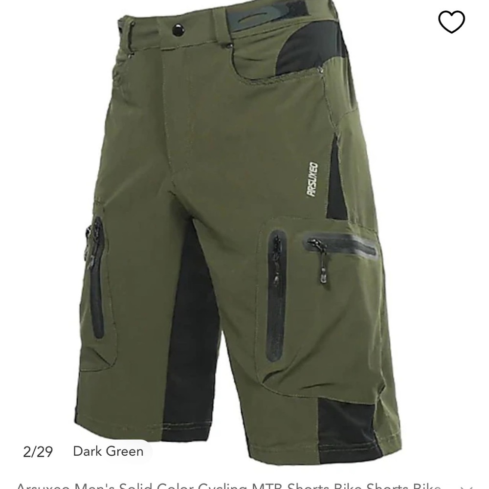 Arsuxeo Men's Dark Green MTB  Shorts with pockets XL